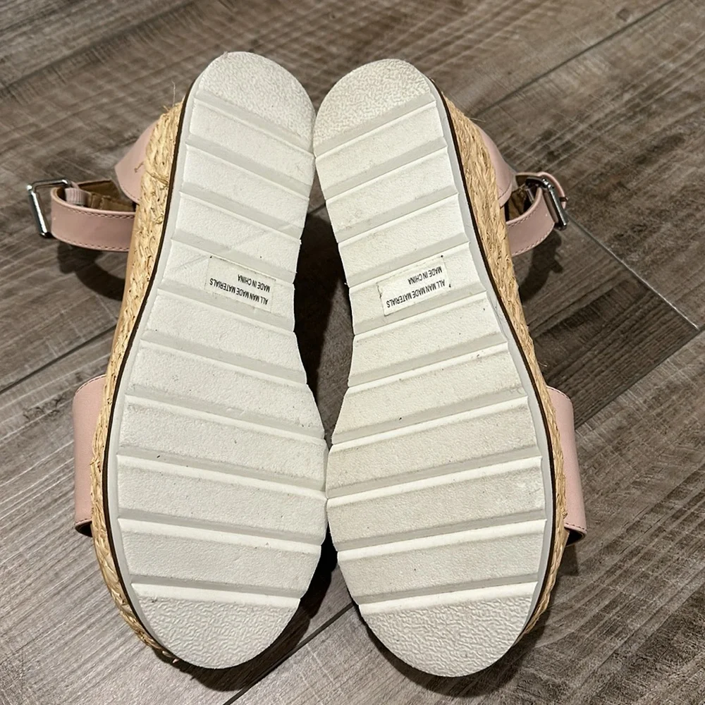 DV Dolce Vita baker wedge sandals, pink w/ straw on wedge, white sole, size 6.5 - Picture 7 of 9